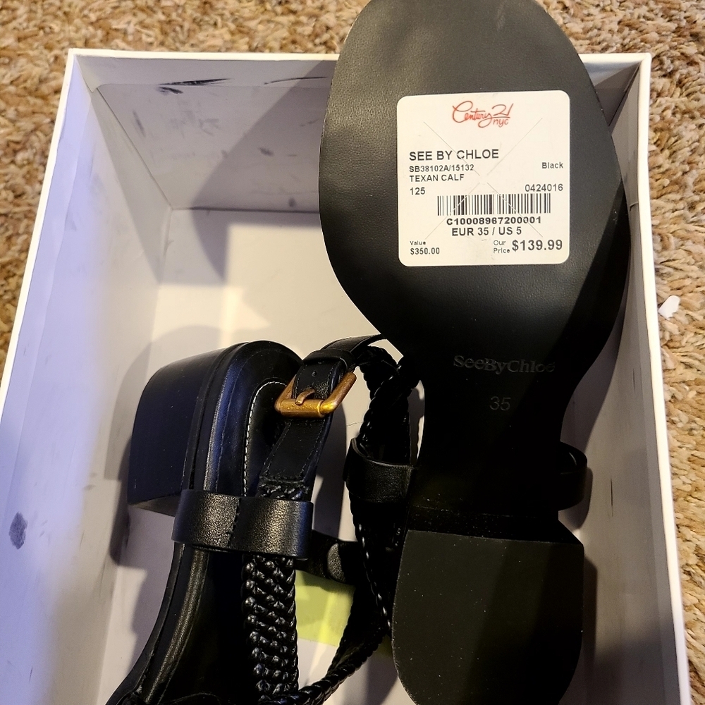 See By Chloe Black Nova Sandals NWT 35 EUR/5 US - Picture 3 of 4
